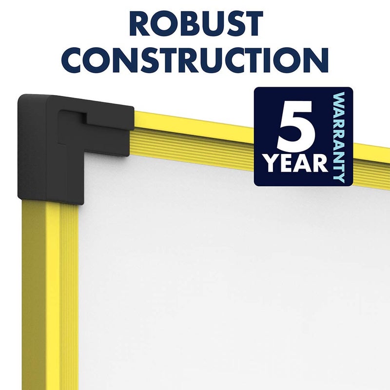 Quartet لوحة بيضاء قابلة للمسح الرباعية، لوحة مغناطيسية بيضاء، 18" × 24"، إطار بلاستيكي، أصفر صناعي (724120) - Image 4